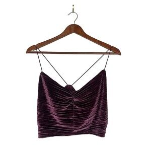 Wild Fable Velvet Crop Top Juniors large Slinky Spaghetti Strap Burgundy Maroone